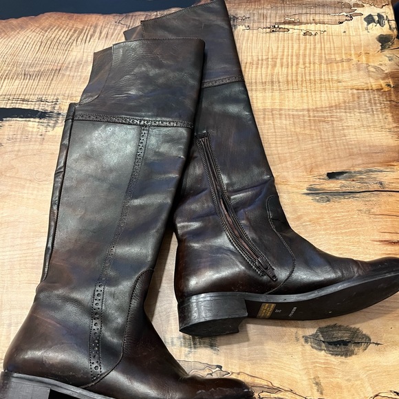 Brown over the knee leather flat boots size 36 - Picture 5 of 5